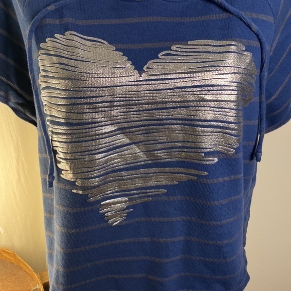 Cedar Tree Striped Heart Logo Cropped Hoodie Sweatshirt‎ Size Small - Picture 3 of 7